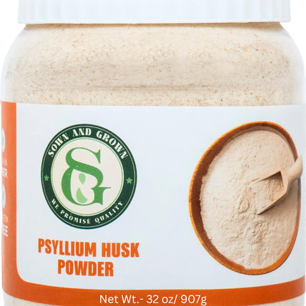 Sownandgrown Psyllium Husk Powder- 2lb, 32oz | Easy Mixing Dietary Fiber | Finely Ground Powder | Ideal for Keto Baking | Non-GMO