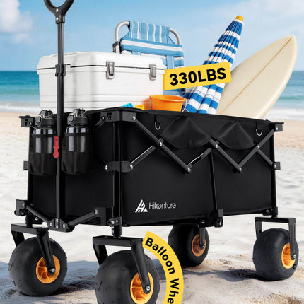 Hikenture Beach Wagon with Balloon Wheels, 7.5“ Big Wheel Collapsible Wagon