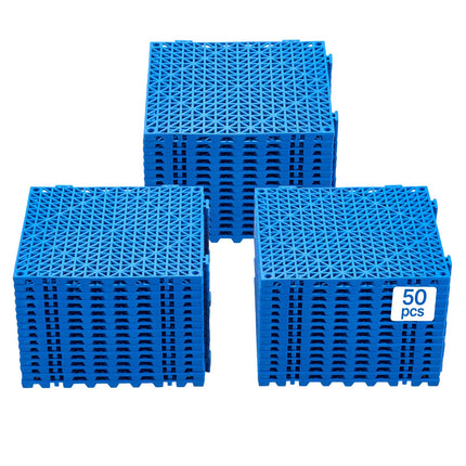 VEVOR Interlocking Tile 50PCS Blue, Drainage Tiles 12" x 12" Splicing, Soft PVC Interlocking Drainage Floor Tiles, Non-Slip Drainage Holes for Restroom, Bathroom, Kitchen, Pool, Wet Areas