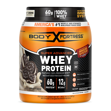 Body Fortress Super Advanced Whey Protein Powder, Cookies N Crème, 1.78 lbs