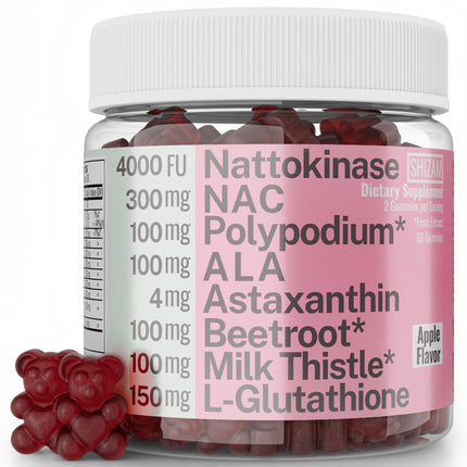 Gummy Supplement, Nattokinase Polipodium Leucotomos Astaxanthin NAC N-Acetyl Cysteine Alpha Lipoic Acid L-Glutathione Nattokinase-Polipodium-Powder Beet Beetroot Chews Capsules Organic Liquid Extract