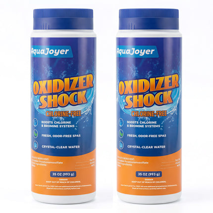 AquaJoyer Non-Chlorine Spa Shock for Hot Tub – Chlorine-Free Treatment, Helps Support Bromine, Saltwater Safe, Quick Dissolving Oxidizer Oxidizing, 35oz Each (2 Pack)