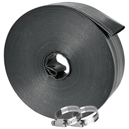 Sepetrel Pool Backwash Hose 1.5 Inch x 100 Feet | Heavy Duty Burst Resistant & Weatherproo Lay Flat Discharge Hose for Pool Sand Filter, Sump Pump, Inground & Above Ground Pools,Includes 2 Clamps