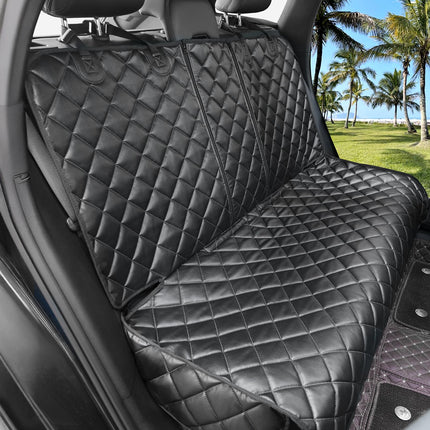 KritterKorner Dog Car Seat Cover for Back Seat, Waterproof Back Seat Covers for Dogs, PU Leather Nonslip Bench Car Seat Protector Universal Fit Most Vehicles,SUVs,Small Trucks（Black,Standard）