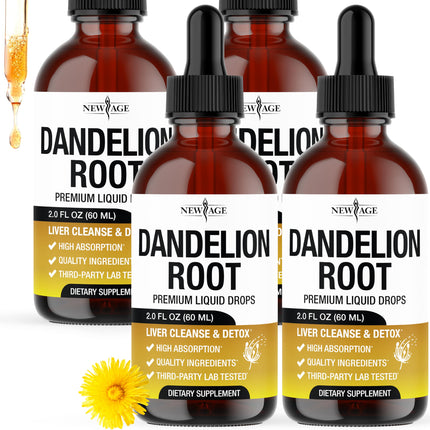 NEW AGE Dandelion Root Extract Drops - Liver Cleanse Detox Support - Dandelion Tincture for Liver Support - Vegan, Sugar & Alcohol-Free Liquid Supplement - 8 fl oz