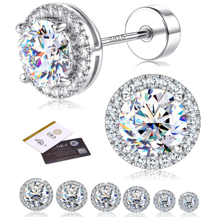 LOLIAS Moissanite Flat Back Stud Earrings for Women Men 925 Sterling Silver