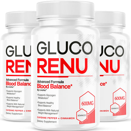 (3 Pack) Gluco Renu Capsules - Official Gluco Renu, GlucoRenu Supplement, Natural Support GlucoRenu, Gluco Renu Premium Formula, 90 Capsules for 3 Months