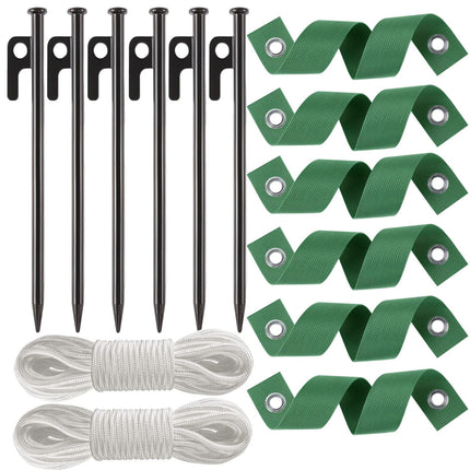 6 Pcs 12 Inch Heavy Duty Steel Tree Stake Kits, Tree Stakes and Supports for Young Trees Against Bad Weather Leaning Tree Anchor Straightening Kit, Bonus Tree Straps & Rope for Anchoring