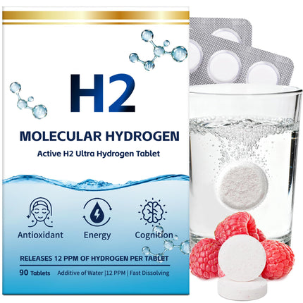 Crobirware Molecular Hydrogen Tablets (12 PPM) - 90 Count High Potency Hydrogen Tablets for Drinking Water with Magnesium, Fast Dissolving H2 Tablet for Energy, Focus & Anti-Aging, On-the-Go Packaging