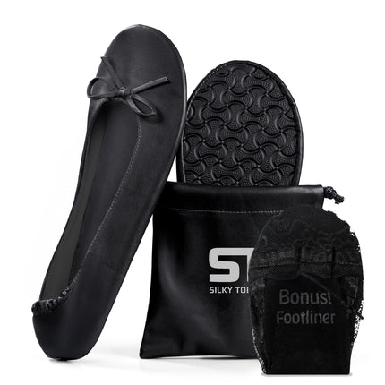 Silky Toes Foldable Flats for Women – Portable Ballet Shoes for Weddings, Parties, Events, Travel – Compact Purse Slippers (Small, Silver)
