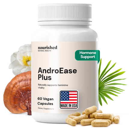 Nourished AndroEase Plus for Women’s Health - Zinc, Reishi, Green Tea and Saw Palmetto for Women - for Energy, Vitality, Facial Hair and Daily Wellness - 360 Capsules, Made in USA