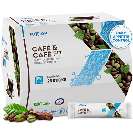 FuXion | Café Fit & Cafe Fit | Gourmet Slim Coffee | Appetite Control & Energy Support | Supports Fat Metabolism | Green Coffee Formula | 28 Sticks