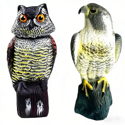 YAOSAN Hawk Decoy to Scare Birds Away - Owl & Hawk Garden Decoy Combo, 2X Protection Wind-Activated Bird Deterrent for Farms & Yards, 50% Larger Size (15")