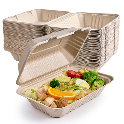 ECOLipak 75 Pack Compostable Clamshell Take Out Food Containers, 9x6 inch