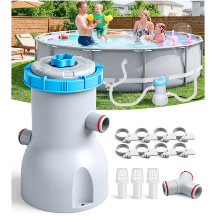 LuxBlue 800 GPH Above Ground Pool Filter Pump, Energy-Saving Pool Cartridge Filter Pump | Dual Action: Accelerate Water Flow & Capture Debris Quickly - Improve Water Clarity | Easy to Setup & Maintain