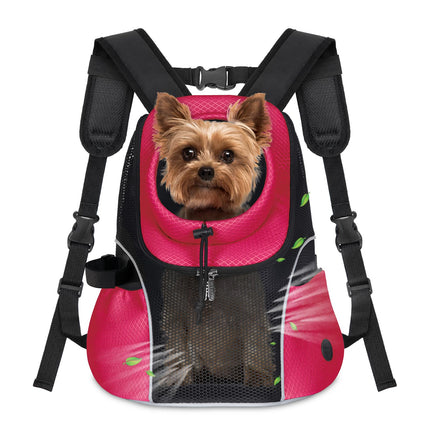 WOYYHO Pet Dog Carrier Backpack Small Dog Front Backpack Ventilated Mesh Dog Travel Back Pack with Safety Belt for Travel Hiking Cycling Outdoor Use (M (5-9 lbs), Rethink Pink)