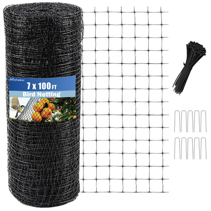 Jollybower Deer Fence Netting, 7 x 100 Feet Heavy Garden Netting Anti Bird Protective Net Reusable for Plants Fruit Trees Vegetables Against Birds Deer Squirrels and Other Animals