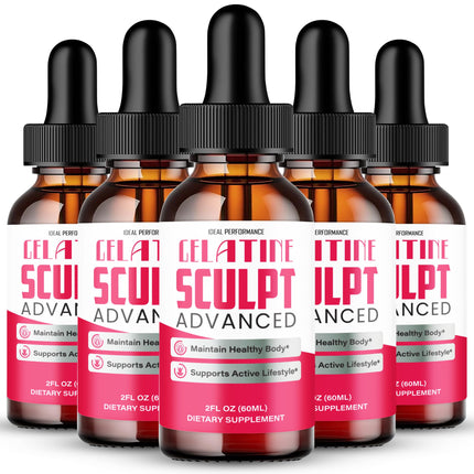 Gelatine Sculpt Drops, Official Gelatine Sculpt Supplement Dropper, All Natural Keto Liquid Droppers, Advanced Formula Sustain Active Lifestyle & Fitness Goals, GelatineSculpt Reviews (5 Pack)