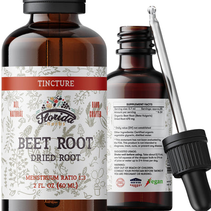 FLORIDA HERBS Beet Root Supplement - Liquid Beets Extra Fast Absorption - Beet Root Tincture Organic Extract, Gluten Free, 2 Fl Oz