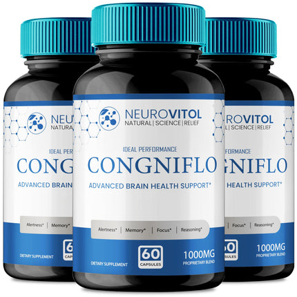 NeuroVitol Cogniflo Capsules, Official NeuroVitolCogniflo Supplement for Brain Health & Memory Support - Maximum Strength, Advanced Formula Nootropic Pills, NeuroVitol Cogniflo Reviews (3 Pack)
