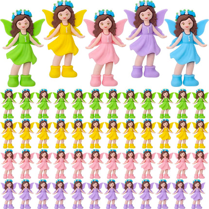 Chunful 50 Pcs Mini Fairy Figurines Miniatures Garden Fairies State Small Fairy Accessories Ornament for Outdoor Yard Garden Flower Pot Birthday Cake Toppers Car Gift to Hide and Seek