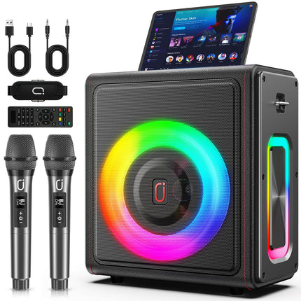 Karaoke Machine for Adults with 2 Wireless Microphones, 200W PA System