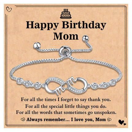 RAYSTAR Birthday Gifts for Mom from Daughter/Son, Happy Birthday Moms Card, Mom Birthday Gifts, Cool Mother Bday Presents Ideas Infinity Love Bracelets for Mum
