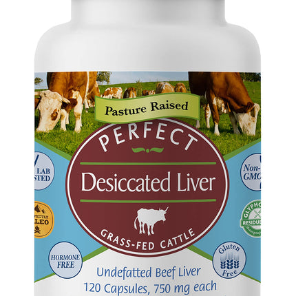 Perfect Supplements – Desiccated Beef Liver Capsules Grass Fed Supplement -Natural Source of Protein, Iron, Vitamins A & B- Boosts Energy and Immunity - No Chemicals No Dairy and Hormone Free