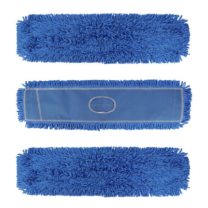 36 Inch Dust Mop Head: Replacement Medium Washable Commercial Mop Head Sweeper and Janitorial Replacement Blue (Blue - 36 Inch, 3 Pack)
