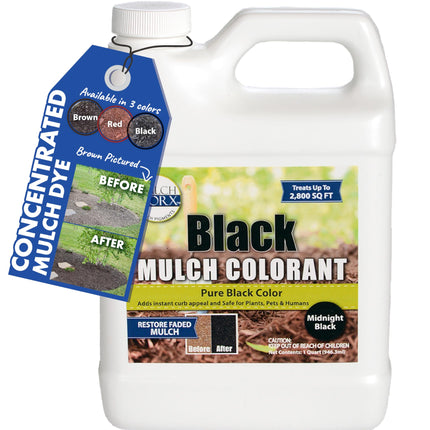 MulchWorx Black Mulch Color Concentrate- Quart - Treats 2,800 Sq. Ft. - Pure Midnight Black Mulch Dye Spray