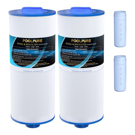 POOLPURE J300 Removable Handle Spa Filter Replaces PJW60TL-OT-F2S, Jacuzzi Prem J300, J400, Unicel 6CH-961, 6541-383, 6540-476, 60 sq.ft Filter Cartridge with Built-in Dispenser, 2PACK