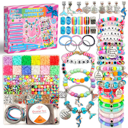 leitait Girls Toys Bracelet Making Kit -3400pcs Charm Jewelry Making Kit Supplies,Unicorn/Mermaid Crafts Birthday Christmas Gifts for Girls Ages 5 6 7 8 9 10 11 12 Years Old