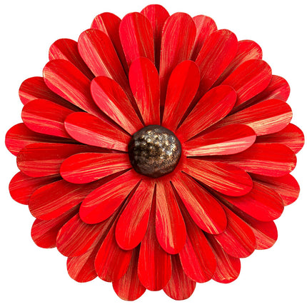 EASICUTI Red Metal Flowers Wall Decor Metal Wall Art Decorations Hanging For Indoor Outdoor Home Bathroom Kitchen Room Bedroom Living Room Garden Patio Porch 12 Inch