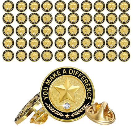 50 Pcs Employee of the Month Pins, Recognition Enamel Pin Bulk, Performance Reward Gift for Staff Team Volunteer - You Make a Difference Lapel Pin