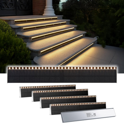 SHONELIGHTING Solar Step Lights for Outside, 33 Focused-Beam High-Brightness LEDs, Waterproof Aluminum Outdoor Stair Light for Risers, Curbsides, Poolsides, Planter Edges (Warm White, 6Pack)