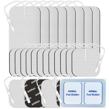 DOMAS 24 Pack 2x2&2x4 TENS Pads with Pad Holder, for TENS 7000, 30 Uses, Latex-Free, TENS Unit Electrode Replacement Pads Compatible with AUVON Etekcity & Other 2 mm Pin TENS Units
