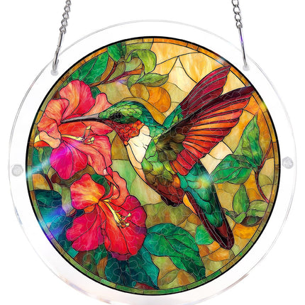 Acrylic Puzzle Suncatcher 83 Pieces, Emerald Flame Hummingbird Sun Catchers Puzzle, DIY SunCatchers Puzzles Window Hanging, Home & Garden Decor, Gifts for Family and Friends, 7.4 in