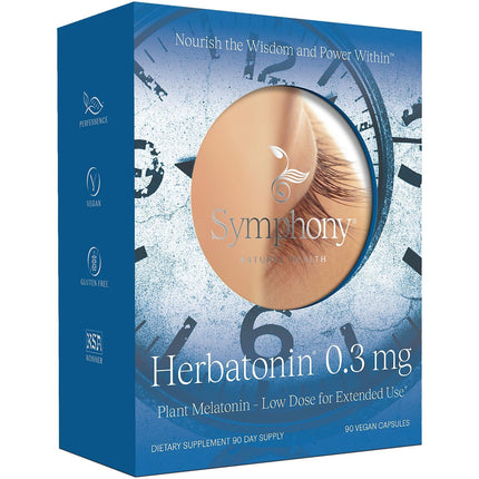Herbatonin® 0.3 mg – The First Plant-Based, Natural Vegan Melatonin Supplement (Phyto-Melatonin) - Low Dose Sleep Aid, Supports Circadian Rhythm & Cellular Health – 90 Capsules (90 Day Supply)