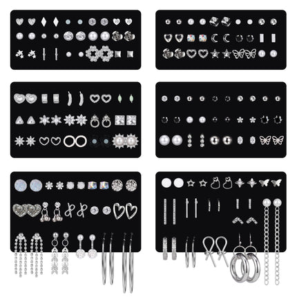 LOLIAS 90Pairs Hypoallergenic Stud Earrings Set for Sensitive Ears Women