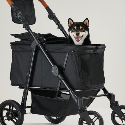Zoosky Medium Dog Stroller for Large Dogs, pet Stroller for Medium Dogs Up to 66lbs, All-Terrain with Adjustable Handle & Canopy, Sun Shades, Storage Organizer, Waterproof Oxford Fiber