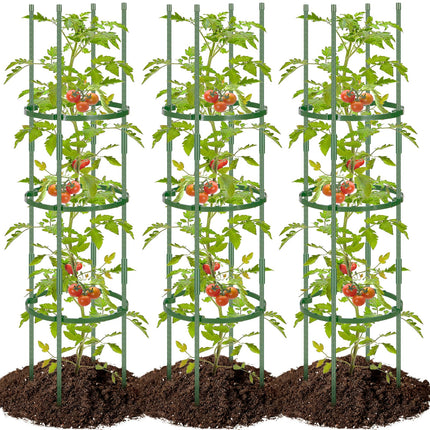 POILKMNI 3 Pack Tomato Cage for Garden - 59'' Tall Plant Support Heavy-Duty Tomato Trellis, Adjustable Garden Trellis for Climbing Plants Vines Vegetables Flowers Cucumber Peony Plant Cage