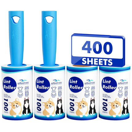 400 Sheets Lint Rollers for Pet Hair Extra Sticky, 2 Handles, 4 Rollers
