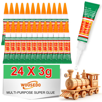 WOUSEDO 24 X 3g Super Glue Clear, Fast Drying Cyanoacrylate(CA) Glue