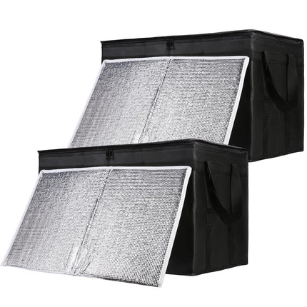 CIVJET 2-Pack Insulated Food Delivery Bag with Hard Bottom, 3X-Large, Black