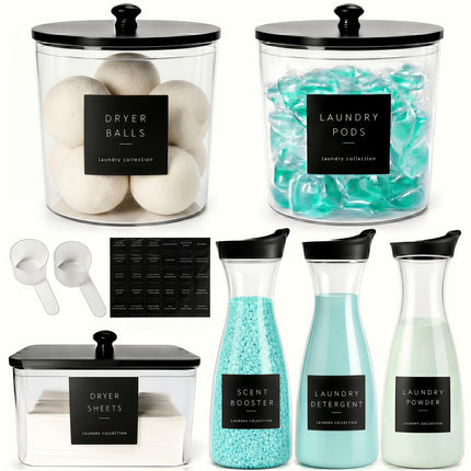 Laundry Room Organization Set, 3 Laundry Containers, 3 detergent dispenser