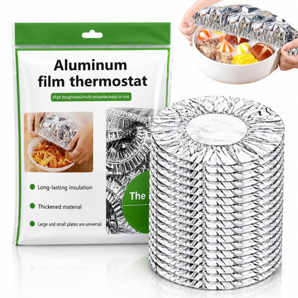 90PCS Reusable Aluminum Foil Food Covers, Home Dining Table & Food Container Aluminum Foil Heat-Retaining Cover, Universal Reusable Thermal Cover For Foods, Elastic Edges For Bowls & Plates (90PCS)