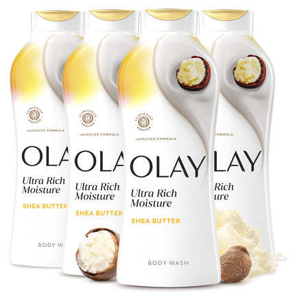 Olay Body Wash for Women, Ultra Moisture Shea Butter, 22 fl oz Pack of 4