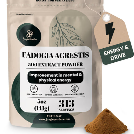 Jungle Powders Fadogia Agrestis Extract for Men 50:1 Concentration 313 Servings - 5 Ounces of Pure Nigerian Fadogia Supplement Traditional Mens Health Support for Drive & Passion Contains Maltodextrin