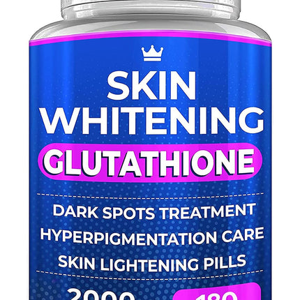 Glutathione Whitening Pills - 180 Capsules 2000mg Glutathione - Effective Skin Lightening Supplement - Dark Spots, Melasma & Acne Scar Remover, Hyperpigmentation Treatment - Anti-Aging Antioxidant