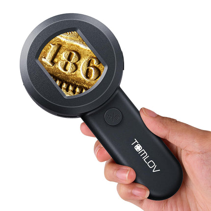 TOMLOV P10 Microscope for Adults Kids, Handheld Coin Magnifier with Light